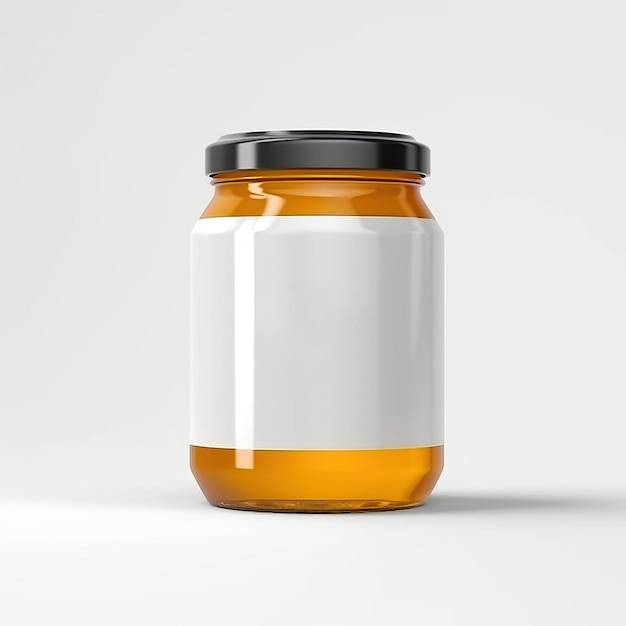 Mockup van realistische Honey Jar Mock Up met blanco label voor branding en huisstijlontwerp