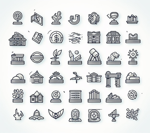 Photo mockup the vector financial line icons in the style of pointill