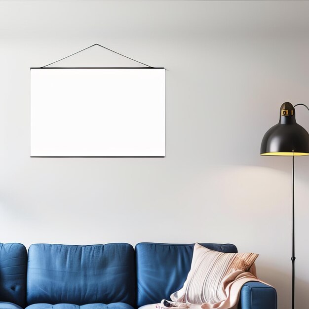 mockup verlichte wissellijst in moderne woonkamer