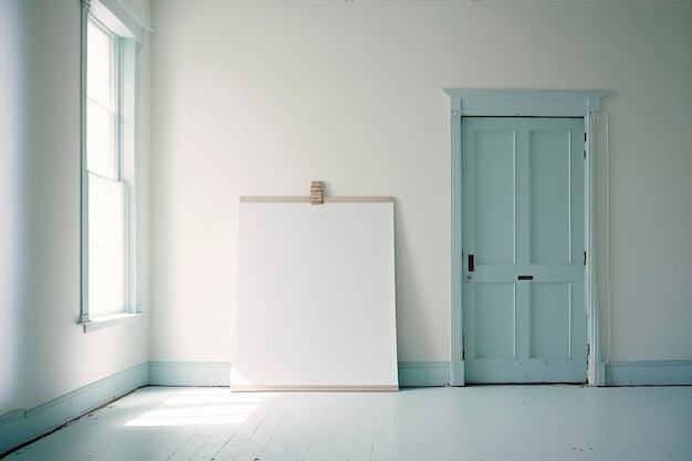 Mockup vierkante posterlijst aan de muur in het interieur van de woonkamer Gemaakt met generatieve AI-technologie