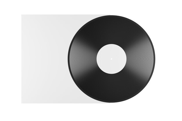 Mockup of a vinyl record and box on white background 3d render