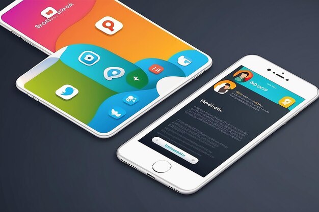 Mockup voor sociale netwerk mobiele telefoon app sjabloon Vector