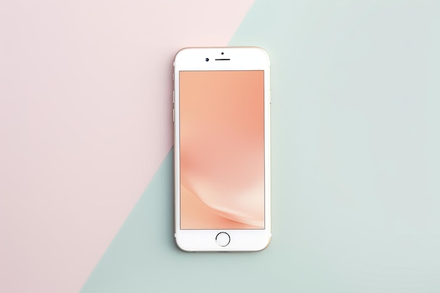 mockup voor telefoonscherm met minimalistische pastelkleurige achtergrond