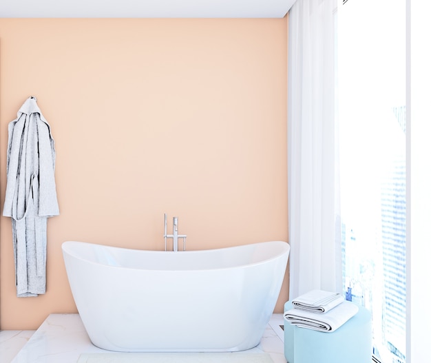 Мокап стены в ванной в современном стиле