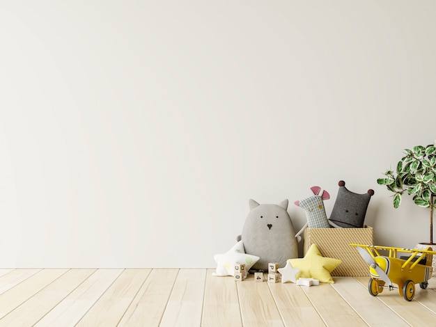 Photo mockup wall in the children's room on wall white colors background.3d rendering