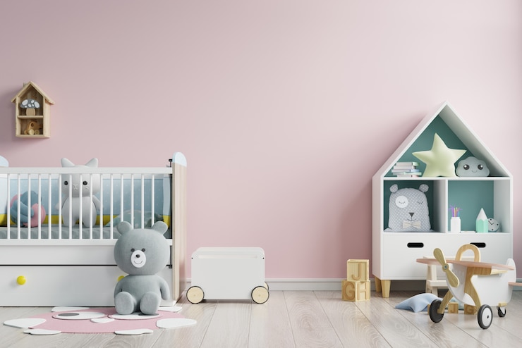 Photo mockup wall in the children's room