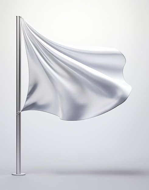 Mockup White Banner Waving In The Wind In The Style Of ChromeP