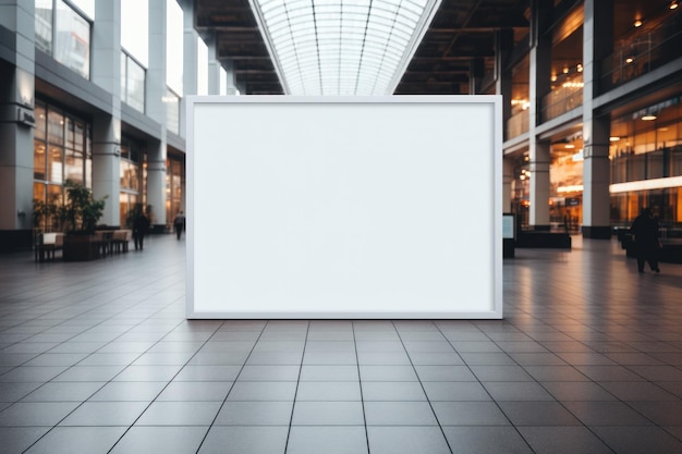 Mockup of a white blank billboard in the shopping mall Generative AI