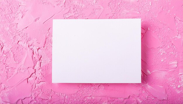 Foto mockup di un foglio di carta bianco su una superficie texturata di cemento rosa