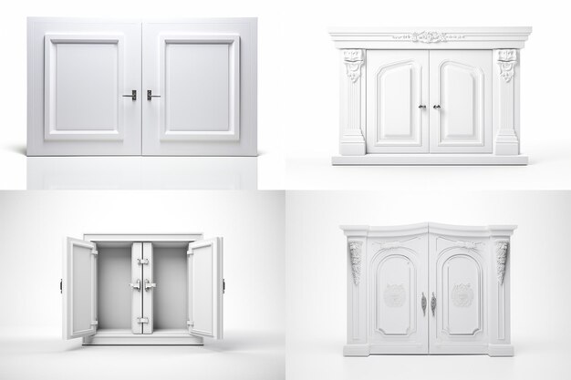 Mockup White Box On White Background With Two Doors In White In