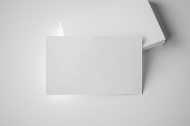 Photo mockup white business card on white background