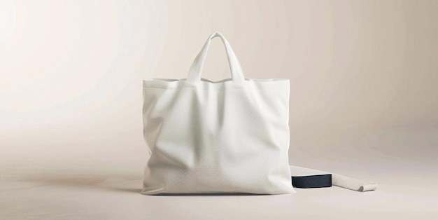 Mockup of a white canvas shopper bag on a plain background