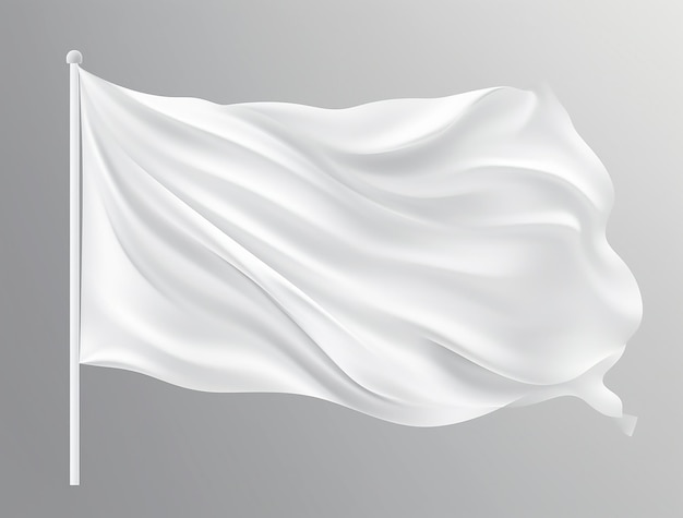 Фото Дизайн шаблона макета белого флага в стиле реалистичного остроумия