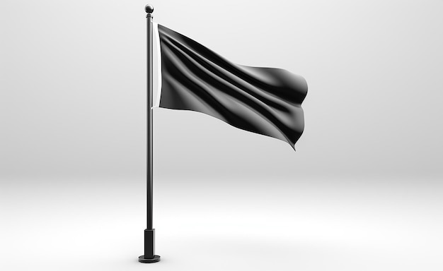 Mockup White Flag With Flag Pole Isolated On White Background I