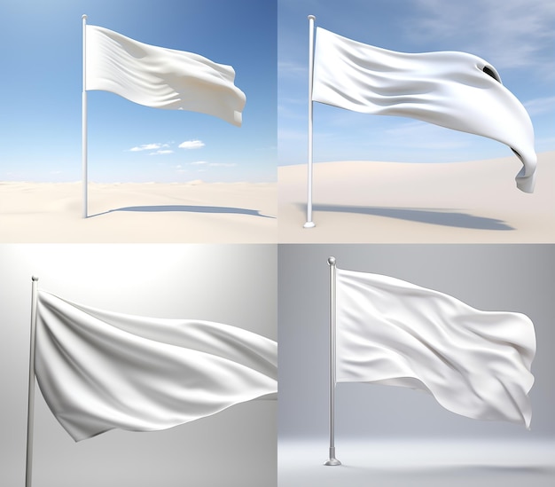 Mockup A White Flag With Stripes On The Side Stock Photo 3Gp S