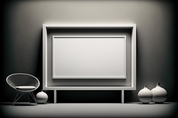 Mockup of white frame in home interior