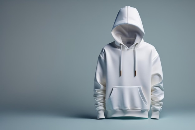 Foto mockup white hoodie modello mockup cappuccino 3d