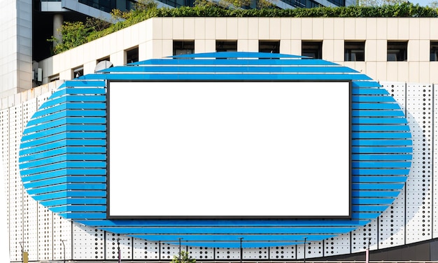 Mockup white large LED display horizontal billboard on shopping mall clipping path for mockup