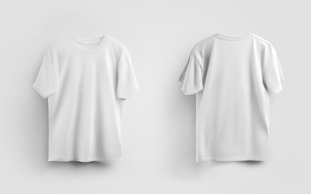 Mockup of white mens tshirt isolated on background front and back view for design and pattern presentation Casual wear template branded and trendy cotton clothing Set empty apparel