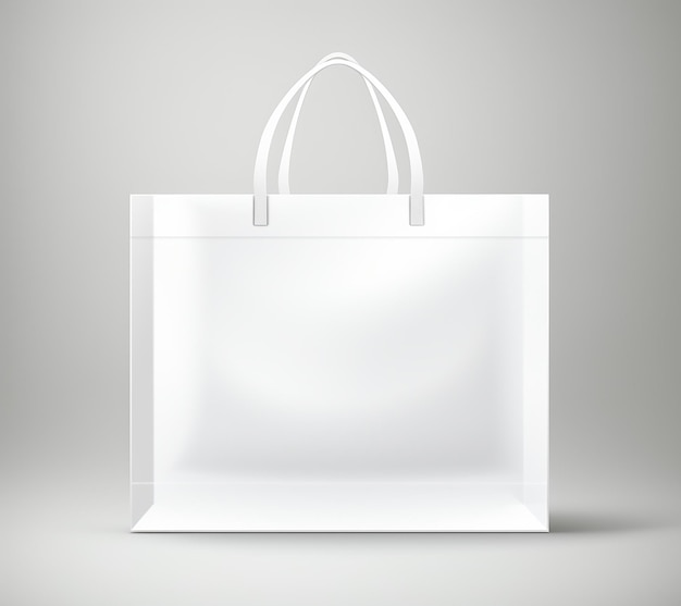 Foto mockup una borsa della spesa bianca con manici in stile hyper