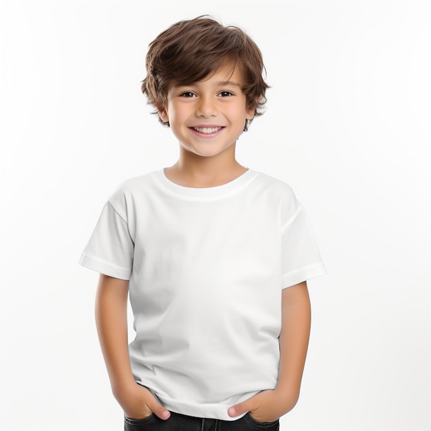 소년을 위한 모형 흰색 티셔츠