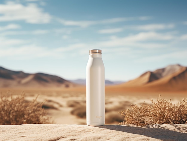mockup witte fles woestijn