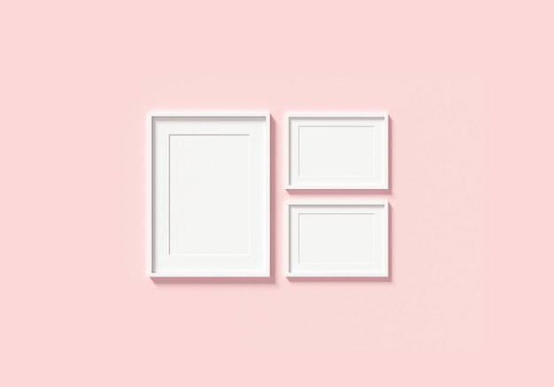 Foto mockup witte frames op lege roze kamer moderne minimalistische stijl