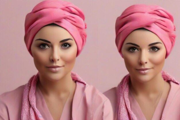 Mockup of woman with pink turban for cancer day