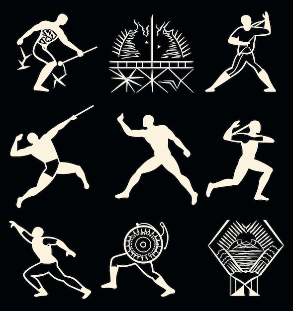 Mockup zwart-wit set atletenborden in de stijl van de mier