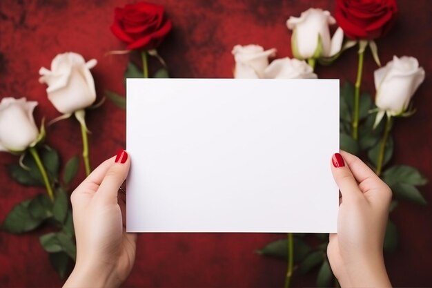 Photo mockups valentines day card blank card card mockup red roses