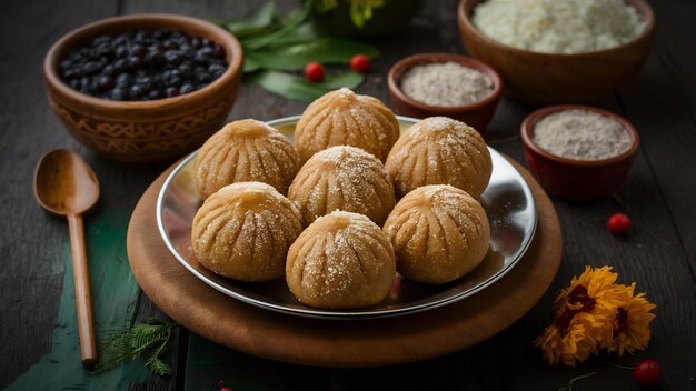 Photo modak is an indian sweet dumpling offered to lord ganapati on ganesh chaturthi festival