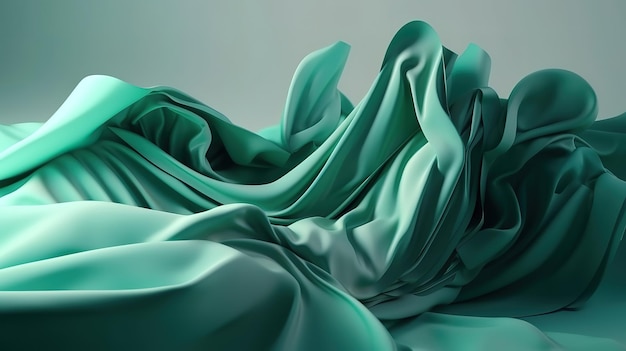 Mode-achtergrond met golvende stoflagen wit groen verloop Heldere kleur Generatieve Ai