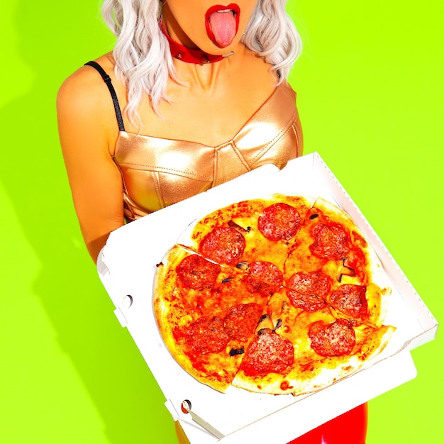Mode Fast Food creatief ontwerp Minimal art Pizza-verslaafde Sexy Girl