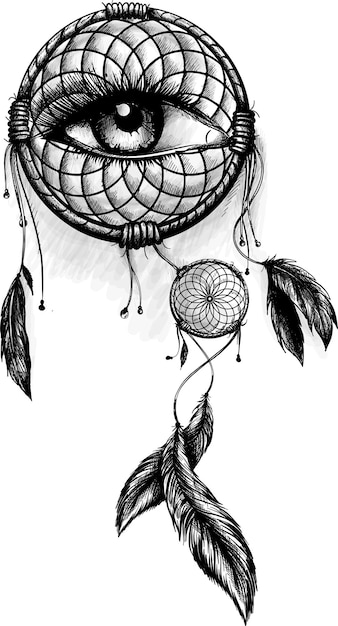 Mode-illustratie met droomvanger en bloemen