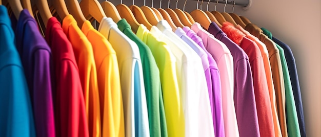 Mode kleding op kledingrek kleurrijke kast