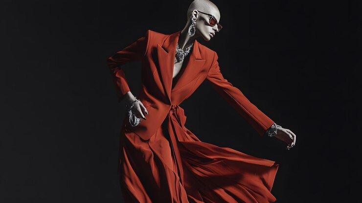 Foto mode model met een klassiek balenciaga ensemble
