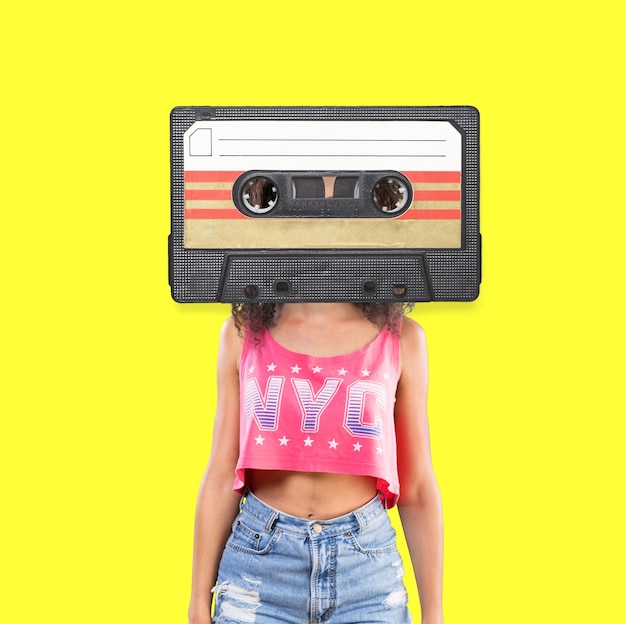 Mode Retro Cassette Minimal art collage