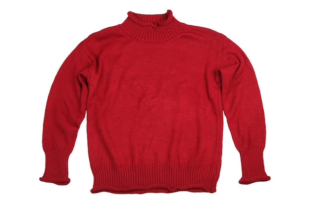 Mode rode truien kleding voor winterseizoen geïsoleerd op een witte achtergrond