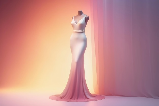 Mode roze avondjurk maxi-jurk op dummy Generative AI