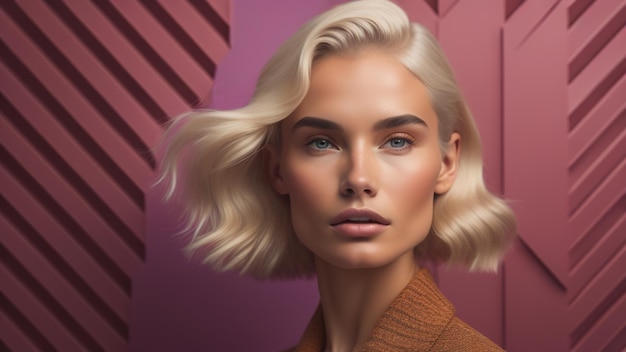 Mode-stijl blonde vrouw generatieve AI