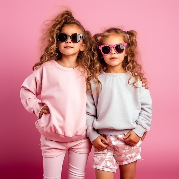 Foto mode voor kinderen op een roze achtergrond