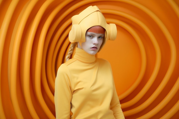 Mode vrouw concept creatieve schoonheid portret bril hoed kunst latex kleurrijke generatieve AI