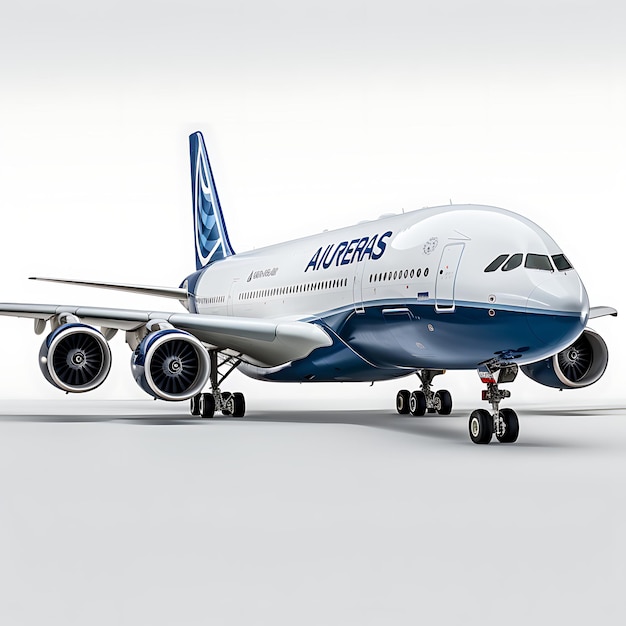 Foto model airbus a380 2005 wide body jet airliner op witte achtergrond illustratie assemblage ontwerpen