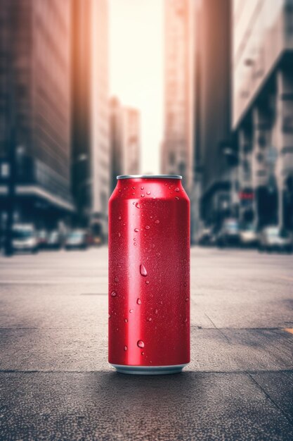 model of aluminum drinking red can