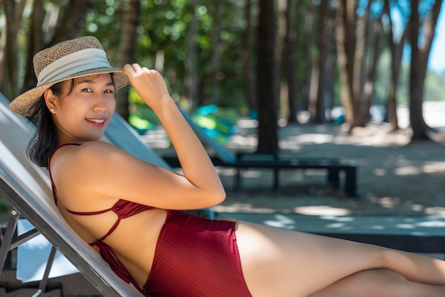 The girl Lies on a Sun Lounger