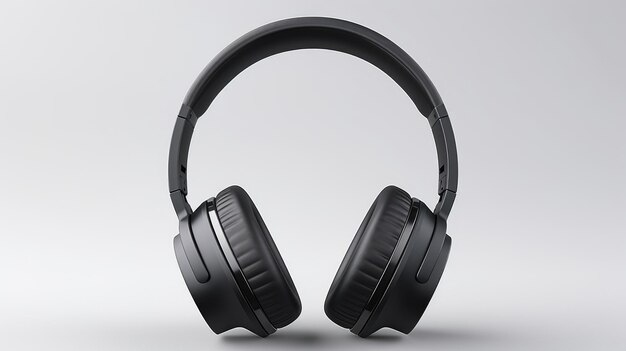 model black headphone isloated white background