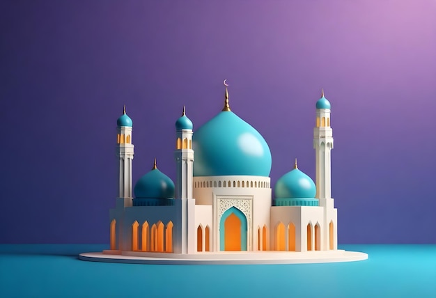 꼭대기에 파란 이 있는 파란 모스크의 모델