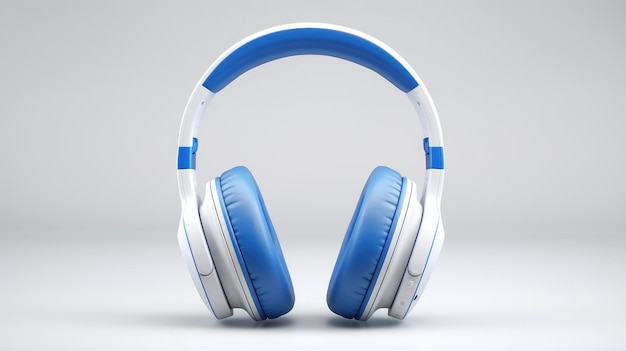 Photo model blue and white headphone isloated white background