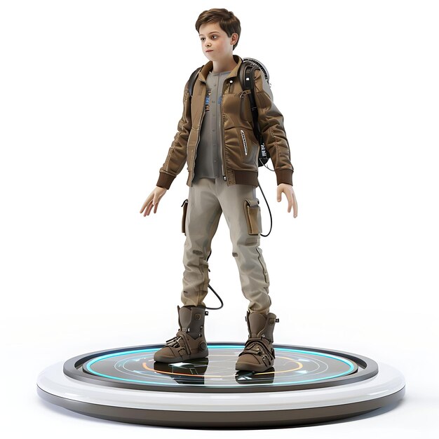 Photo a model of a boy with a leather jacket on