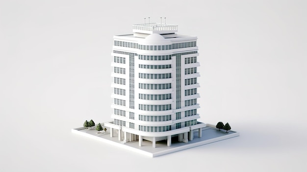 A model of a building with a building on the top.